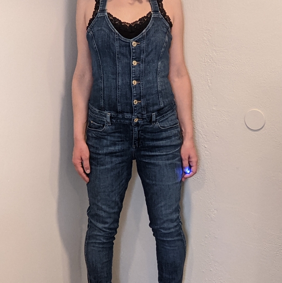 Guess Pants - GUESS Vintage Corset Denim Overalls Skinny Jean Size L